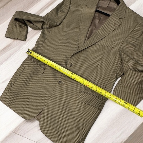 Jos A Bank Signature Gold Silk Wool Golden Houndstooth w Check Blazer size 42 LG - Picture 10 of 14